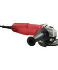 Tough As Nails 7.0 Amp Four Inch Angle Grinder Featuring Compact Lightweight Frame Multi Port Exhaust And Gutsy Motor Build For All Day Grind And Rugged Job Site Performance, close-up view showing motor and cutting disc.