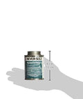 Marine Anti Seize Heavy Duty Lubricant For Boats And Fasteners Black And Gray 8 Oz Brush Top Can displayed in hand