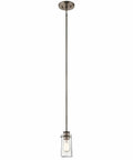 Braelyn 8.5 Inch One Light Mini Pendant With Clear Seeded Glass And Classic Pewter Finish hanging on white background