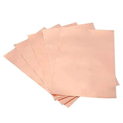 Copper foil sheets with conductive adhesive for guitar crafts and electrical repairs, waterproof, high conductivity shielding sheets.