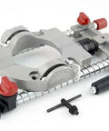 Richelieu R77229 multi-angled drill guide attachment, silver with red knobs for 1/4 and 3/8 inch drills.