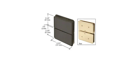 Oil Rub Bronze Glass To Glass Mount Hinge For Half Inch Tempered Glass Senior Prima 02 Series, dimensions display with rear view