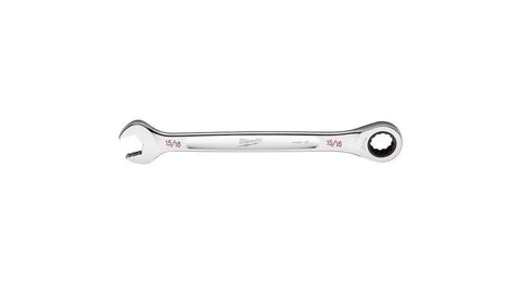 Heavy Duty 15/16 Inch SAE Ratcheting Wrench with polished chrome finish, double stacked pawls and 144 positions.
