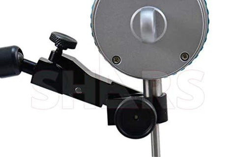 Shars magnetic base indicator holder with dial indicator mounted on black clamp