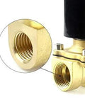 Close-up of NPT thread on 3/8 Inch Brass Electric Solenoid Valve, 12V DC Normally Closed, durable brass body, for water or air lines