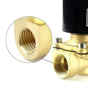 Close-up of a Brass Electric Solenoid Valve Three Quarter Inch NPT AC 110V Normally Closed For Plumbing And Auto Water Lines.