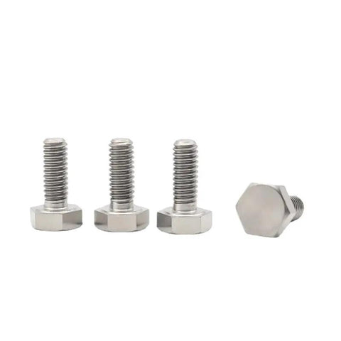 Shop Grade Two Titanium Hex Head Bolts M16 Metric Thread Heavy Duty Fasteners, four stainless bolts with hex heads.