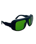 Pro Grade Laser Safety Glasses For 635Nm 808Nm And 980Nm Heavy Duty Protective Eyewear with green lenses and black frame.