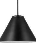 Irvine 1 Light Matte Black Pendant With White Interior, Dope Farmhouse Chic Cone Shade, LED Bulb Included, 800 Lumens Ceiling Pendant For Kitchen Island Or Dining Space