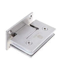 Zero Hassle Heavy Duty Self Closing Shower Door Hinge For Toughened Glass Bathroom Hardware Black Steel Wall Mount Auto Close 8 To 12MM Thick Rust Resistant 58MM Screw Spacing Smooth Daily Grind Built Badass, close-up of stainless steel hinge.