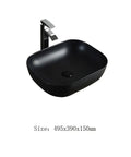 USZWBY Vessel Sinks Bathroom Sink Washbasin Art Basin Ceramic Black Square 495x390x150mm with modern faucet.