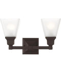 Mission Style Two Light Bath Light In Polished Nickel With Transitional Steel Design That Looks Sleek In Any Bathroom Vanity