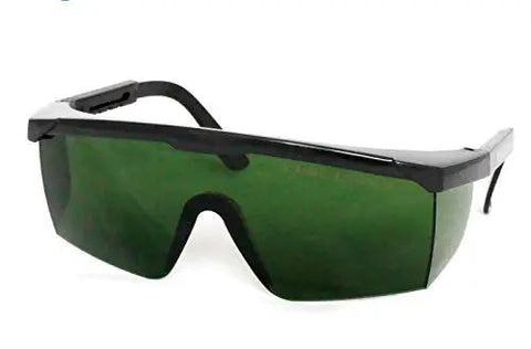 Rock Solid Industrial Laser Safety Eyewear Blocking Piercing UV And Infrared Light With Heavy Duty Optical Density Shielding, green lenses.