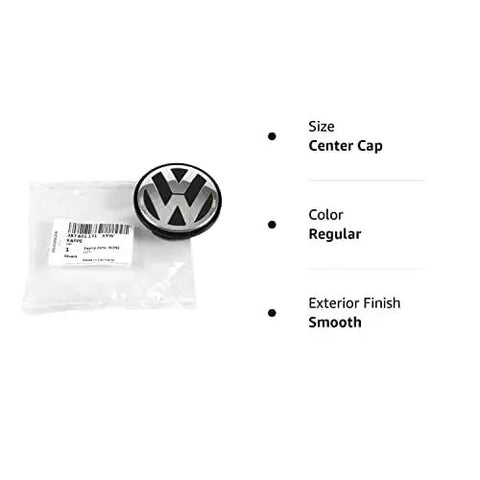 Center Cap For Volkswagen Wheels 3B7-601-171-XRW OEM Replacement Hub Cap with packaging showing part number and smooth finish.