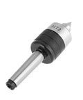 MT2 live center lathe tool with 60° point, silver shaft and black knurled collar
