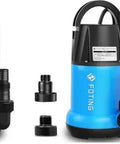 Tough As Nails 1HP Submersible Sump Pump Pushing 4600GPH Rock Solid Thermoplastic Utility Pump For Basement And Pond Drainage No Sweat Manual Operation With 10 Ft Cord Pack Of 2, two blue pumps with connectors.