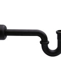 Matte black P-trap from Old School Pedestal Lavatory Kit With Cross Handles In Matte Black Finish For Classic Bath Vanities Includes Compression Angle Stops Inlet Adapters Bullnose Risers Sure Grip Flanges And All Necessary Connectors