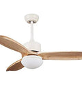 Fifty Two Inch Wooden Blade Ceiling Fan With Bright LED Lights And Ultra Quiet Remote Control Sweet Breeze For Living Room Or Kitchen No Sweat Cooling Total Setup Upgrade, view from below.