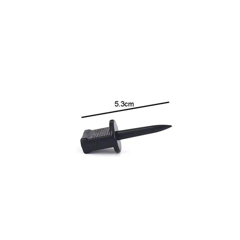 Close-up of 10 Piece Archery Target Nail Set Black Plastic Pins 5.3 cm Durable Archery Accessory, single pin with measurement