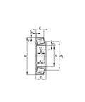 Diagram of 30305A Tapered Roller Bearings 25x62x17mm Heavy Duty Industrial Bearings, showcasing dimensions and angles for precise fit.