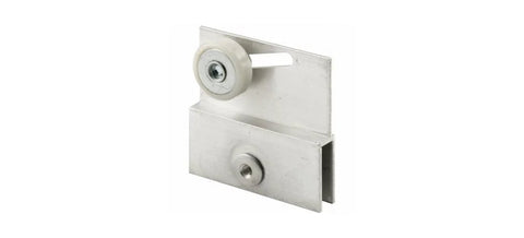 Frameless Sliding Shower Door Top Bracket With Three Quarter Inch Roller, Flat Plastic Wheel And Two Steel Ball Bearings, Aluminum Bracket