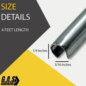 Size details of a stainless steel sliding door track cover, 1/4 inch wide, 3/16 inch high, 4 feet length, G.A.S Hardware