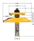 Raised Panel Cabinet Door Router Bit Set With Back Cutter For Thick Stock, Ogee Profile, 3-1/4-Inch Cutter, side view dimensions