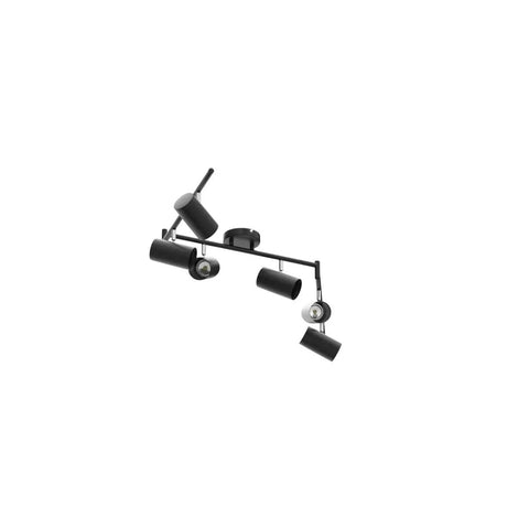 Six Light Black Track Lighting Kit With Adjustable LED Heads And GU10 Sockets Modern Matte Black Ceiling Fixture angled view