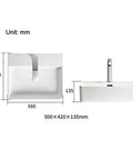 Modern White Rectangular Vessel Sink For Bathroom Counter Crisp Ceramic Basin Sleek Finish Easy Install Super Clean Look That Seriously Levels Up Your Whole Bath Vibe dimensions 500x420x135 mm.