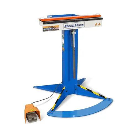 24 Inch Industrial Magnetic Pan And Box Heavy Duty Sheet Metal Brake with Electro Magnetic Clamping, shown in blue and orange.