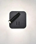 Modern LED Wall Sconce With Swivel Rotation And Dead Simple Switch For Indoor Bedroom And Living Room Setups Black square metal shade with warm glow.