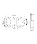Technical diagram of Two Pack 90 Degree Adjustable Door Flap Hinges Zinc Alloy Back Flap Hinge with measurements for installation.