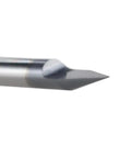 Close-up of Top Shelf Carbide V Groove Router Bit from 10 Piece Set, 3.175mm shank for wood and metal engraving.