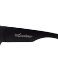 Side view of Clear Safety Glasses For Men And Women With Matte Black Frame And Clear Lens ANSI Z87 Plus Compliant Non Slip Gray Foam Padding