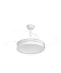 42 Inch Retractable Bladeless Ceiling Fan With LED Lights Remote Control Smart White Finish For A Slick Space Saving Modern Bedroom Or Living Room