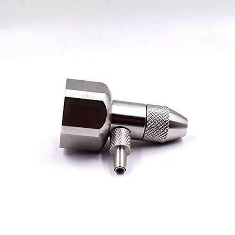 Waterjet diamond cutting head assembly, chrome metal body with knurled connector, angled side view, Amazon brand