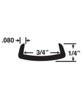Diagram of 3/4 Inch Flexible PVC U Channel Molding For Edging, showing dimensions and cross-section view.