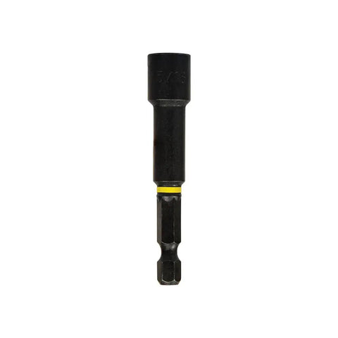 Pro Impact Driver Bit Set 5/16 Inch Hex Nut Driver Long Reach 3 Pack S2 Impact Rated Steel, single bit, yellow color code