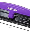 EZ Squeeze Reduced Effort 3 Hole Punch For Busy Office, purple finish, durable metal, no jam technology, handles up to 12 sheets