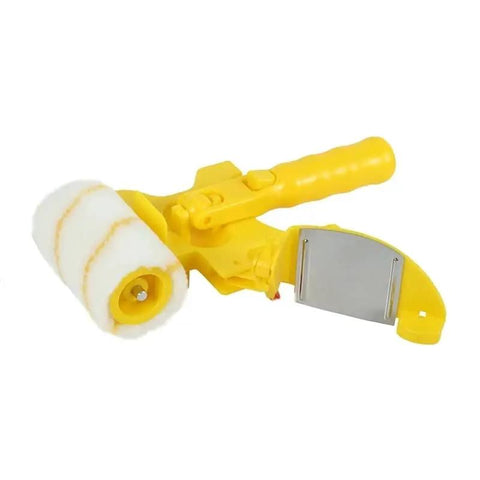 Eight Piece Paint Edger Roller Kit For Walls And Ceilings Ditch The Tape With This Smooth Edge Guide Tool, yellow paint roller with handle.