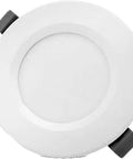 DJVHSRI Recessed Lighting Housing Trim Kits Thin Aluminum Round Downlights Spotlight Lights Grille Cabinet Integrated Spot Lamp Household Indoor Kitchen Living Room,Warm Light-18, top view of white downlight fixture.