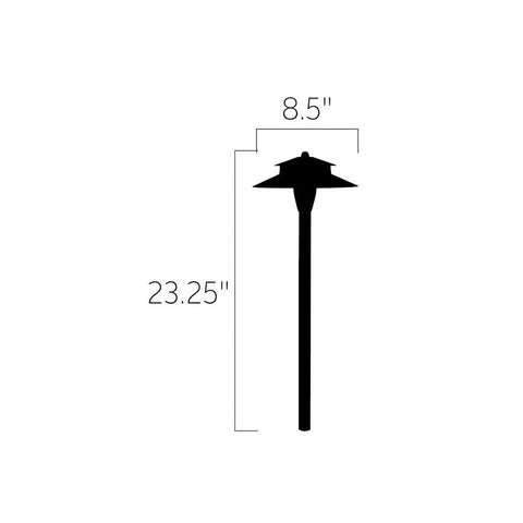 Centennial Brass One Light Outdoor Path Light With Missionary Style, 8.5 Inches, Bi Pin Socket For LED Drop In Lamps silhouette