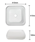 Top view of USZWBY Vessel Sinks Modern Minimalist Creative Sink Home Art Above Counter Basin measuring 415mm in white ceramic.