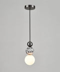 Aolyzmt Natural Alabaster Marble Pendant Light, Modern Cylinder LED Hanging Lamp with black and white design.