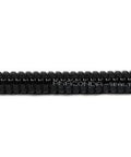 Hardcore Black Flexible Metal Threaded Conduit 1-1/4 Inch 50 Foot Roll With IP65 Waterproof PVC Jacket visible from side view, showcasing flexible coils.