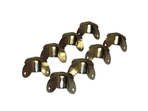 Set of 8 Three Leg Cabinet Corner Bracket Nickel Finish for Strong Furniture Reinforcement, 1.5 Inch Square, 18 Gauge Steel