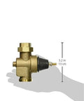 Watts LFN45B 1-in lead-free brass water pressure reducing valve, front view, NPT inlet/outlet, elastomer disc