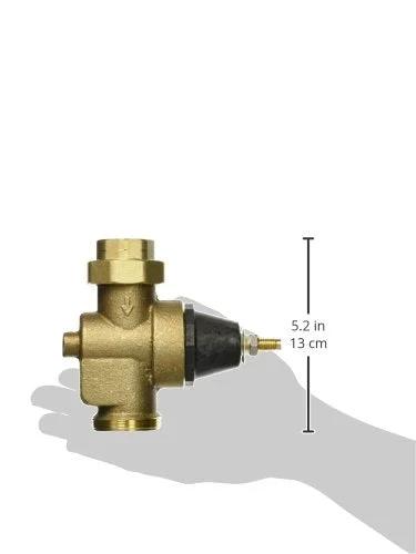 Watts LFN45B 1-in lead-free brass water pressure reducing valve, front view, NPT inlet/outlet, elastomer disc
