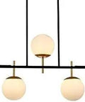 36 Inch Linear Globe Chandelier With Dope Opal Glass Globes Island Pendant Light In Black And Gold Finish Mid Century Style
