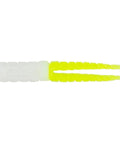 50 Pack Split Tail Grub Body Lures For Crappie Fishing Vertical Jig Tackle For Freshwater Crappie White And Chartreuse Colors